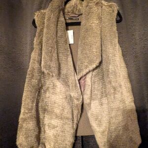 Faux Fur Vest in Brown and Tan
